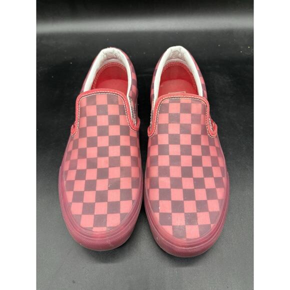 Vans Classic Slip-On Pink Checkerboard Rubber Sneakers Womens Size 7 Mens 5.5 - Picture 3 of 7